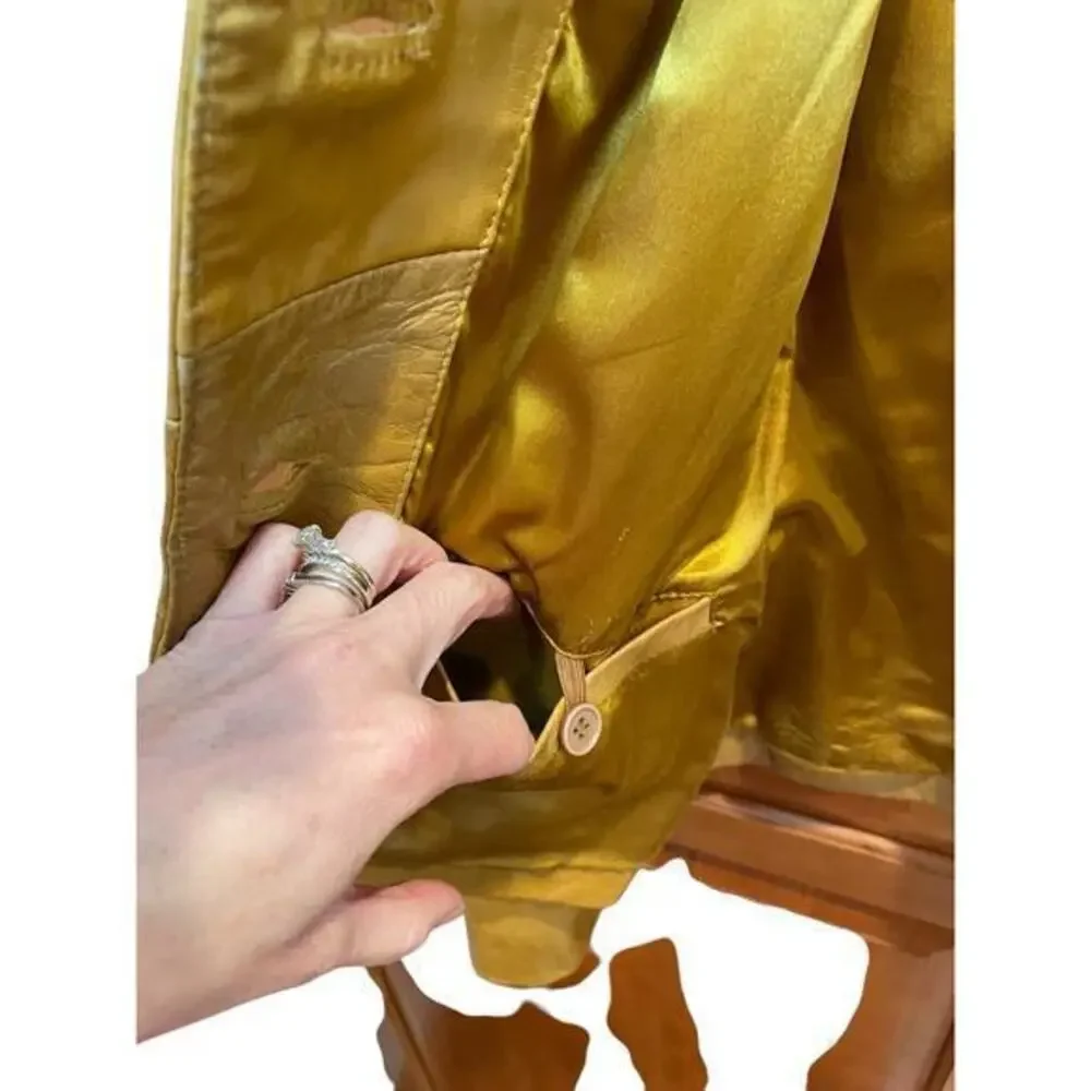 Vintage Wilson's Leather Maxima Camel Brown Button Biker Style Collared Jacket - Picture 16 of 16